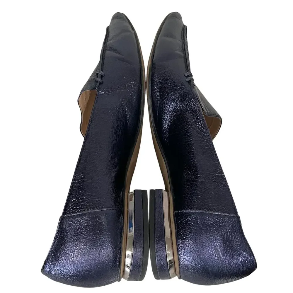 Franco Sarto Starland Blue Pebbled Leather Pointed Toe Loafers Flats Womens 10M